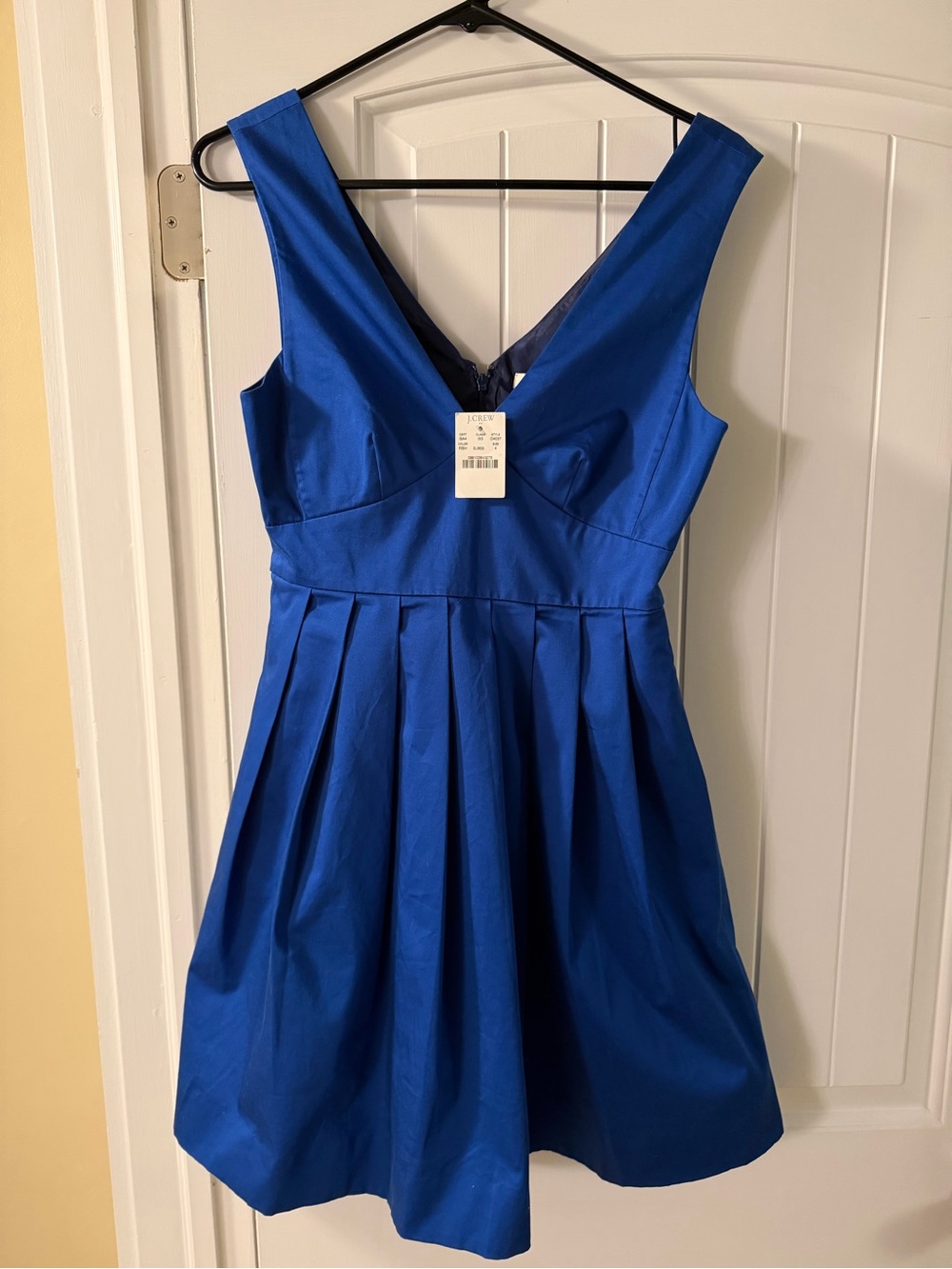 J. Crew Royal Blue V-Neck Pleated Mini Dress